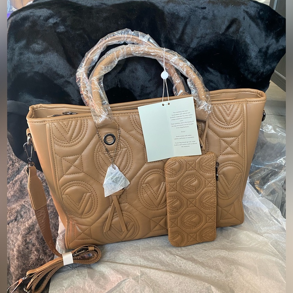 New Valentino Orlandi quilted tote in tan